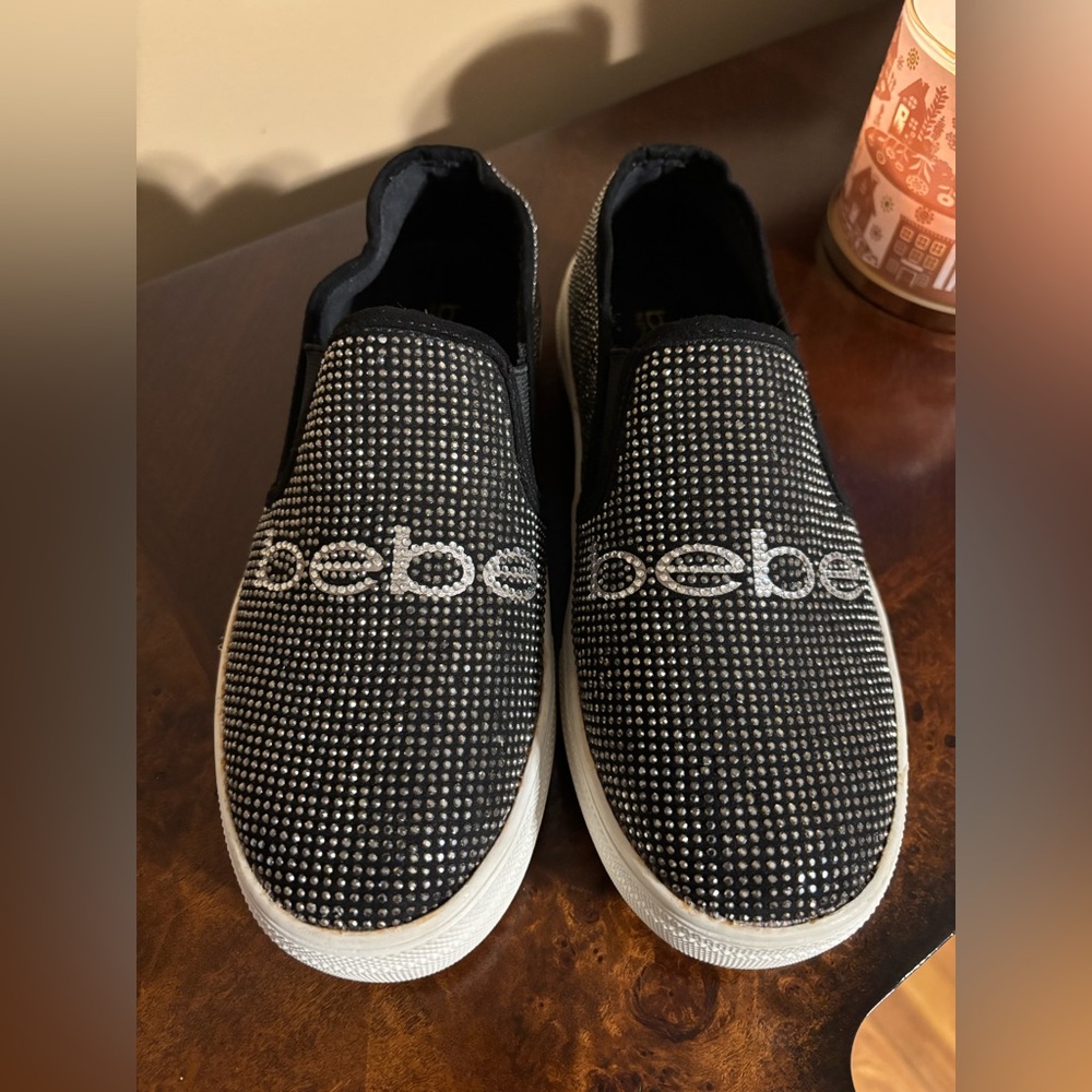 Bebe Black Rhinestone Embellished Sneakers